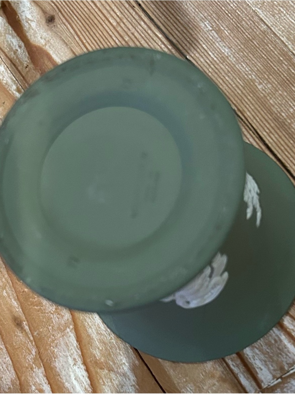 Wedgwood Green Jasperware Vase with White Relief - Picture 3 of 3